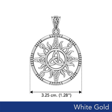 The Sun and Celtic Trinity Knot Solid White Gold Pendant WPD5924 - Jewelry